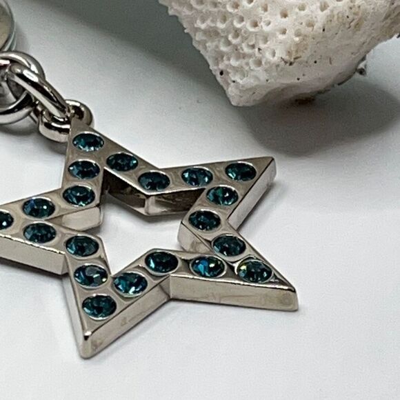 Blue Crystal Cut Out Star Purse Charm/Key Chain COACH - Picture 5 of 11